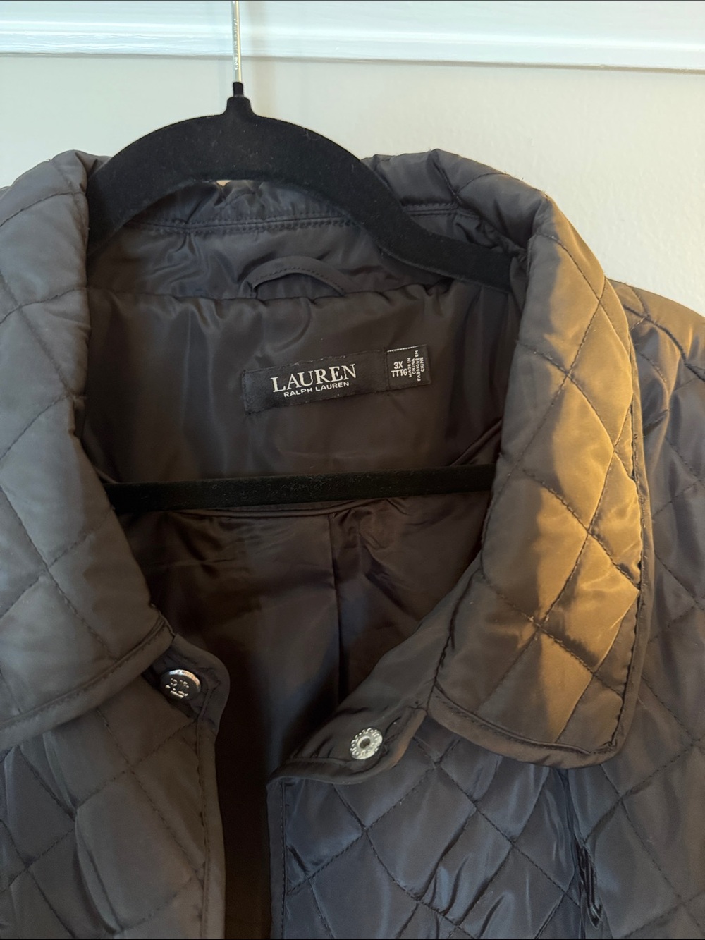 Lauren Ralph Lauren Black Quilted Snap-Front Puffer Jacket - Picture 2 of 4